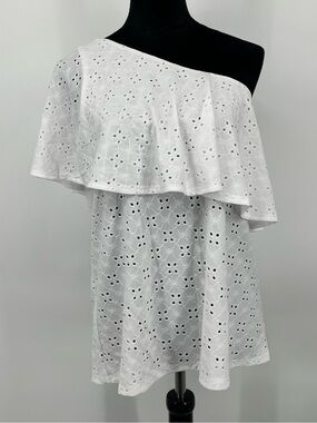 torrid White Eyelet One-Shoulder Blouse